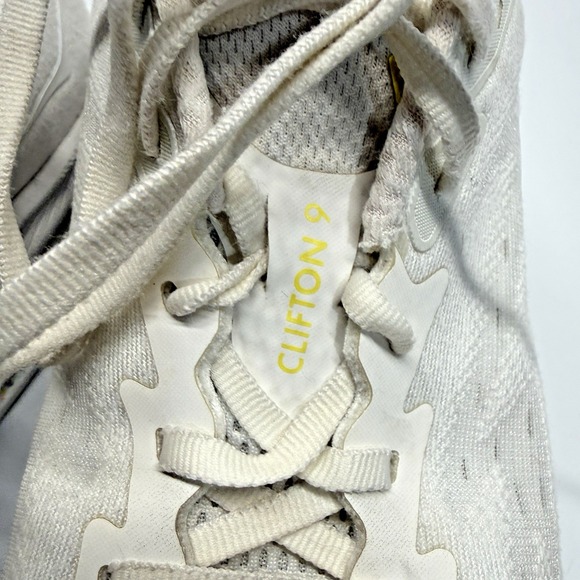 Hoka One One Clifton 9 Womens 9.5 B White Yellow Running Shoes Sneakers - Picture 5 of 16